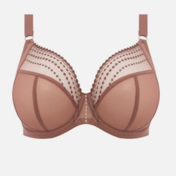 New! Elomi Signature Matilda Plunge Sheer Bra with Beaded Brown 34N 2072 - Picture 1 of 10